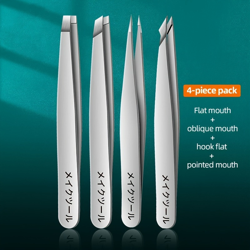 Eye Tweezer 4-piece Set Manicure Expert Eye-brow Knife Portable Tool Tweezers - Image 4