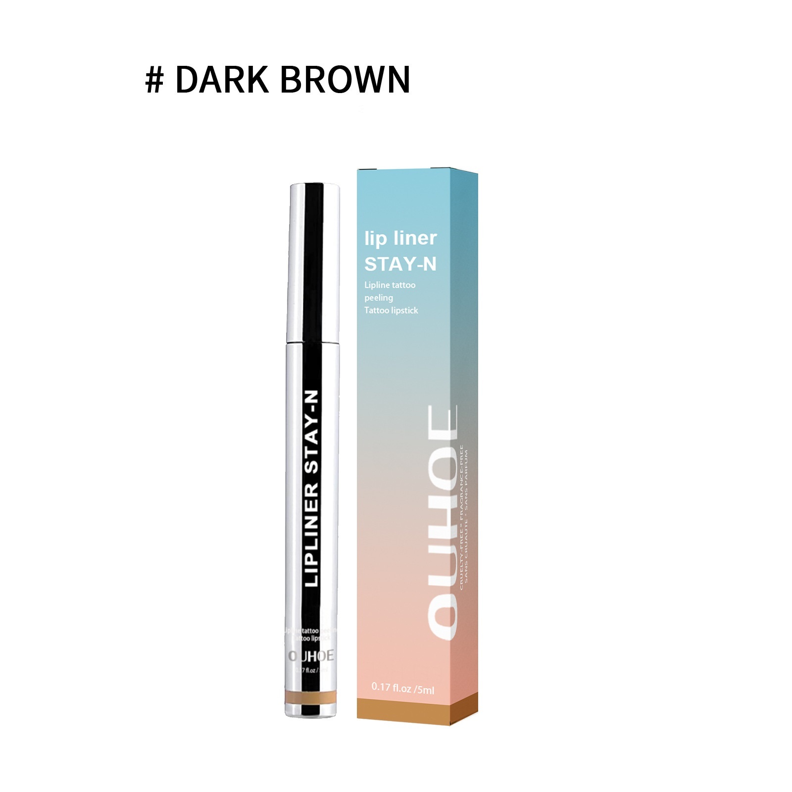 Lip Liner Pen Dark Brown Waterproof Long Lasting Plump Soft Lip Gloss Makeup Cosmetics - الصورة 4