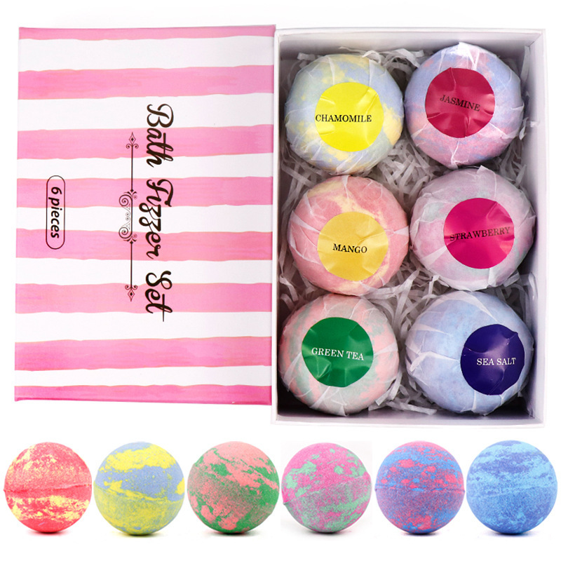 6 pcs Organic Bath Bombs Bubble Bath Mint Lavender Rose Flavor - الصورة 5
