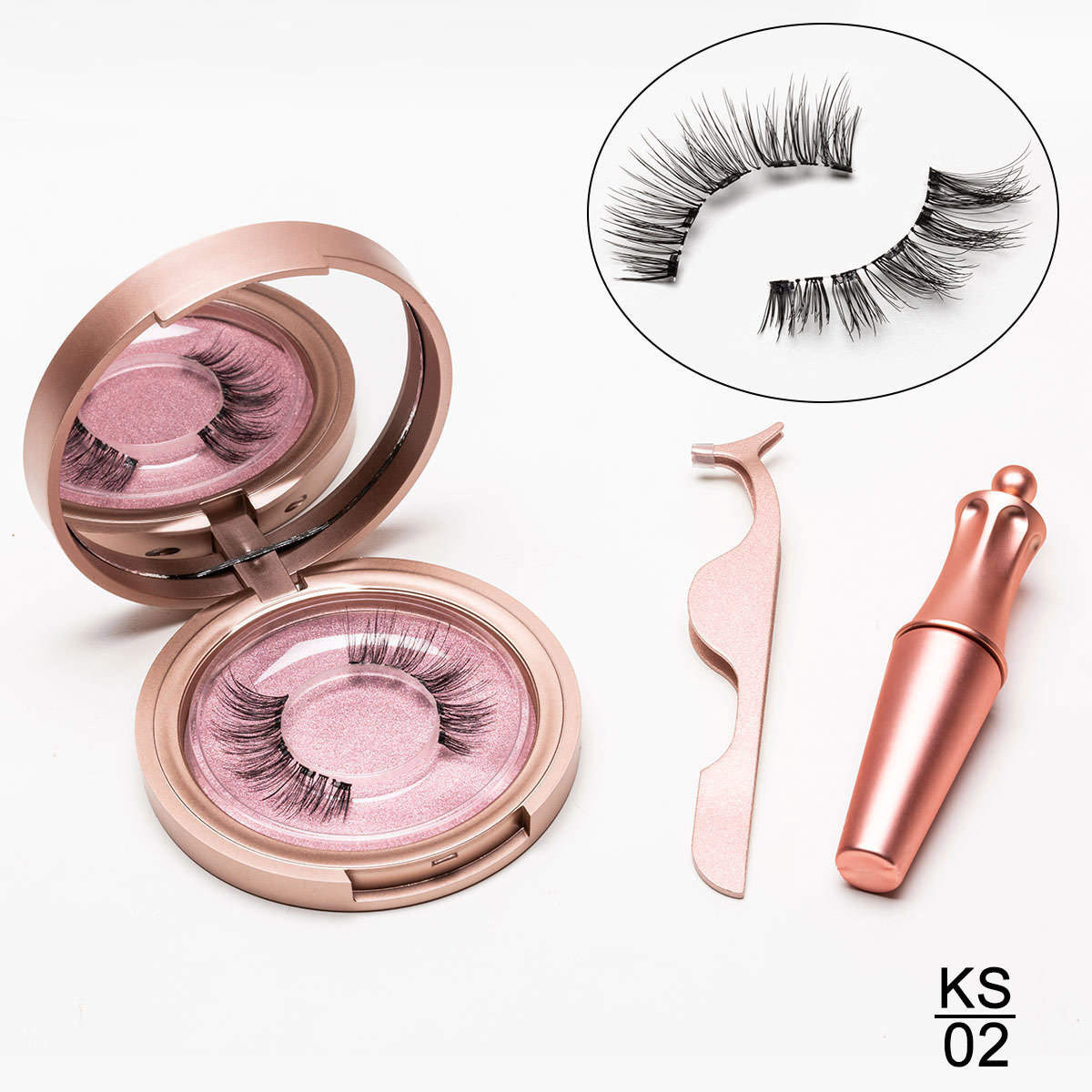 Natural Long Lasting Magnetic Liquid Eyeliner & Magnetic False Eyelashes & Tweezer Set Make up Set - الصورة 2