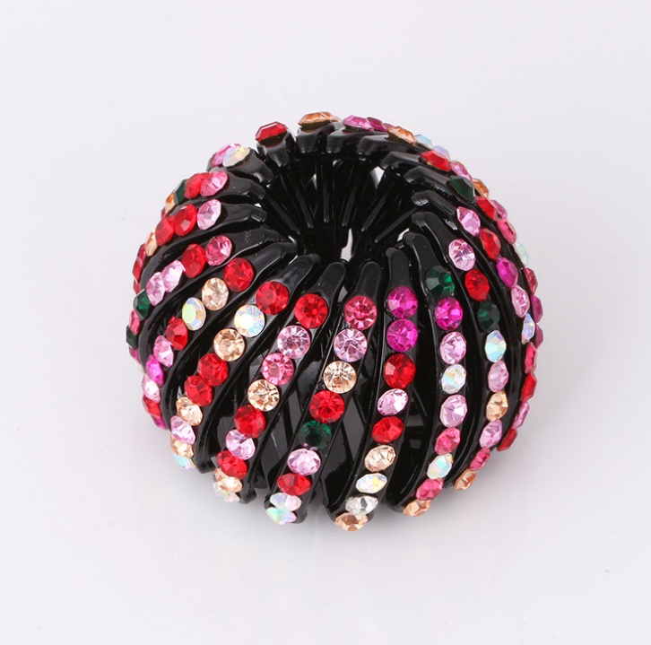 Bird's Nest Hairpin Color Rhinestone Ponytail Ball Hairpin - الصورة 6