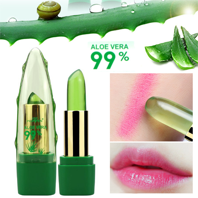 Aloe Vera Gel Color Changing Lipstick Gloss Moisturizer Anti-drying Desalination Fine-grain Lip Blam Care - الصورة 3