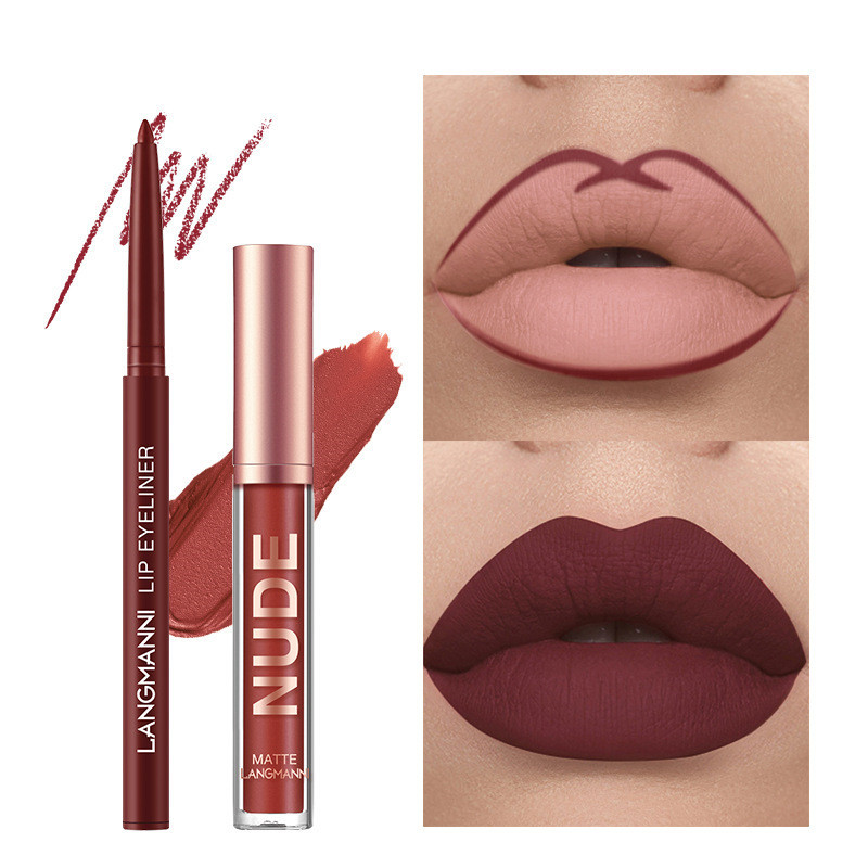 Lip Liner And Lipstick Makeup 12 Pcs Set 6 Matte Lipstick 6 Lip Liner Pens Waterproof Long Lasting Matte Lipstick Beauty Cosmetics Makeup Gift For Girls Lipstick Set - الصورة 3