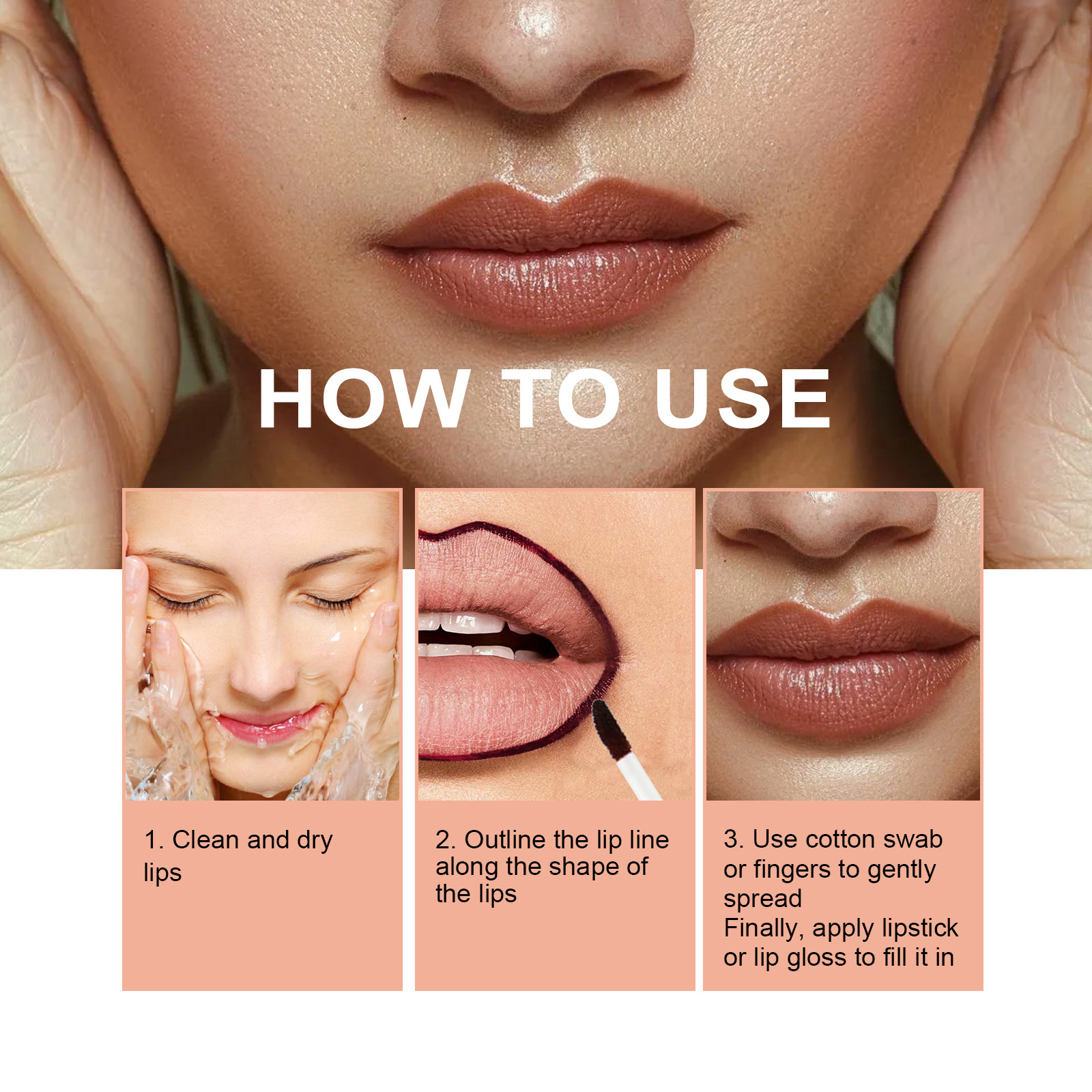 Lip Liner Pen Dark Brown Waterproof Long Lasting Plump Soft Lip Gloss Makeup Cosmetics - الصورة 7