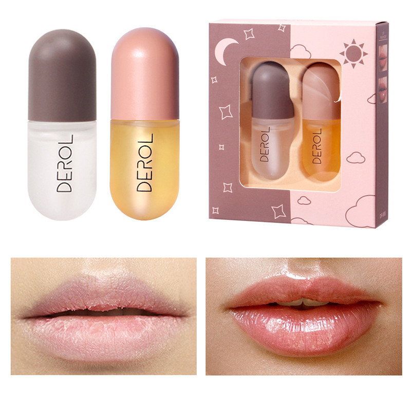 Day Night Instant Volume Lip Plumper Oil Clear Lasting Nourishing Repairing Reduce Lip Fine Line Care Lip Beauty Cosmetic - الصورة 3