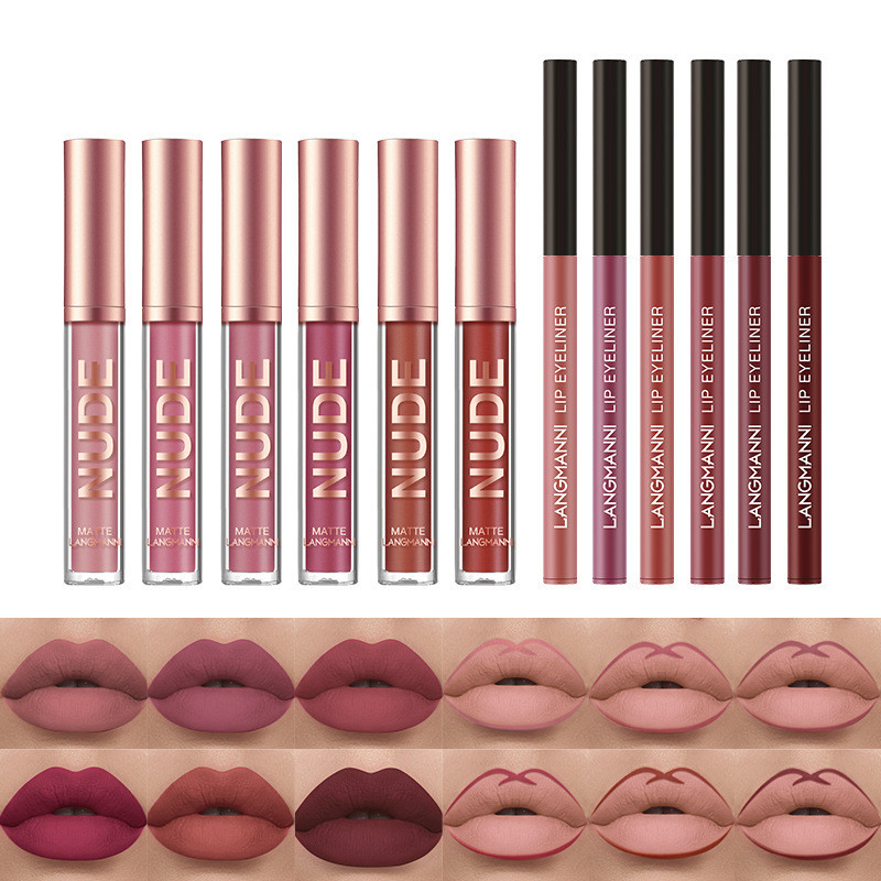 Lip Liner And Lipstick Makeup 12 Pcs Set 6 Matte Lipstick 6 Lip Liner Pens Waterproof Long Lasting Matte Lipstick Beauty Cosmetics Makeup Gift For Girls Lipstick Set - الصورة 5