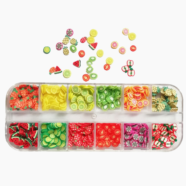Manicure Ornament Handmade DIY Crystal Mud Clay Flower Fruit Slice - الصورة 2