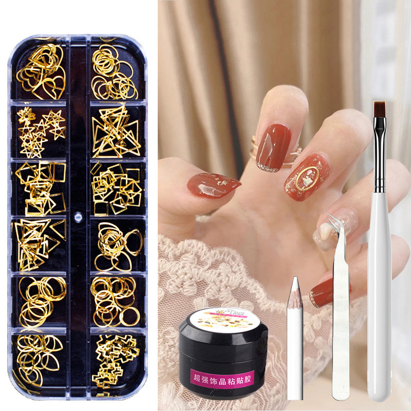 Metal Rivets Rhinestone Nail Decorations Mixed Box - الصورة 4