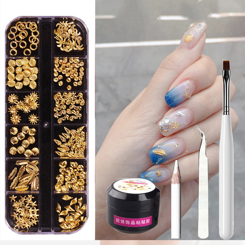 Metal Rivets Rhinestone Nail Decorations Mixed Box - الصورة 9