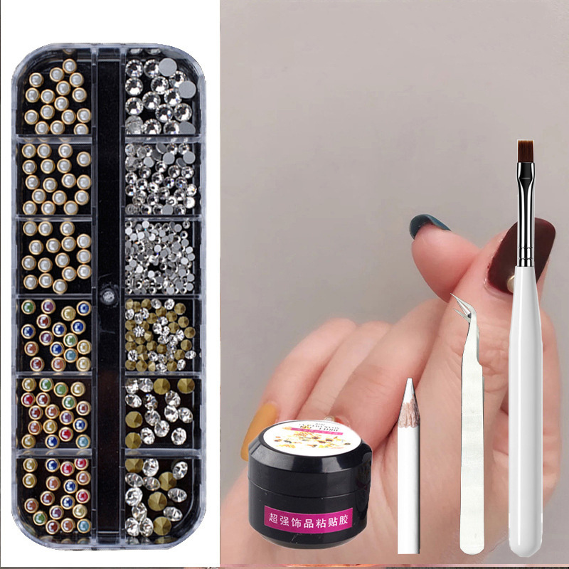 Metal Rivets Rhinestone Nail Decorations Mixed Box - الصورة 5