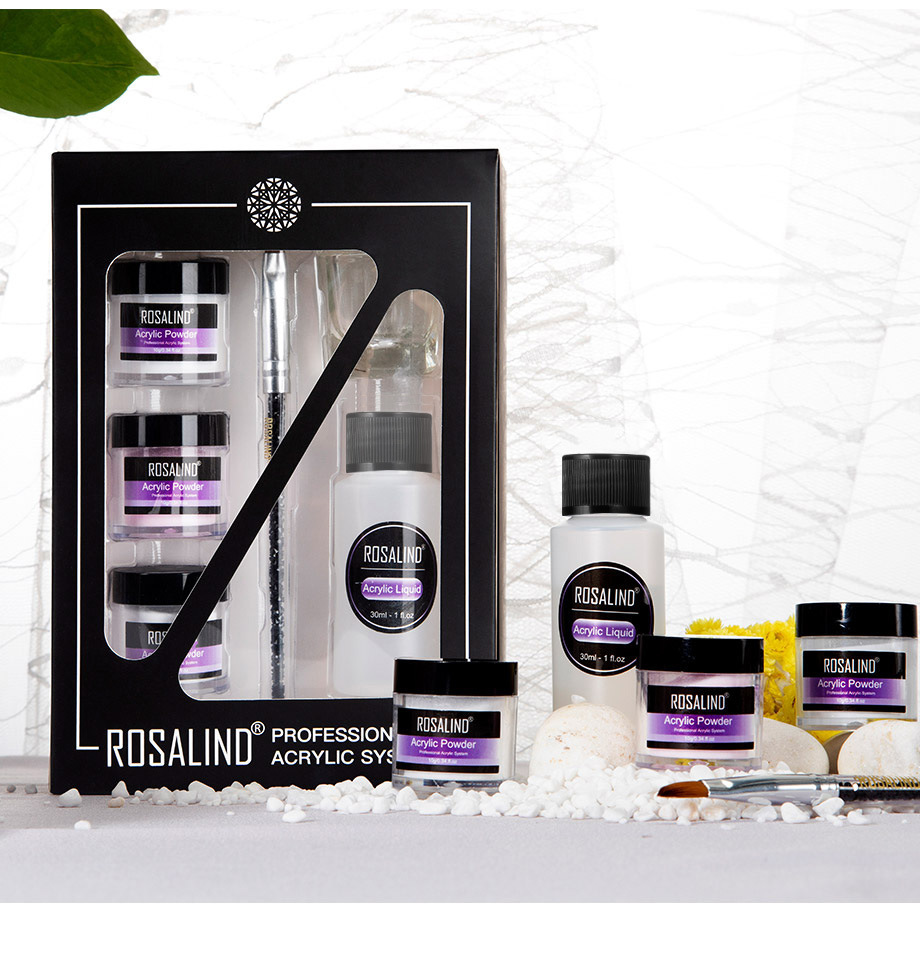 Nail Powder Acrylic System Kit Professional Nail Art Tool Set Contain Glass Cup Acrylic Liquid Extention Carving Manicure - الصورة 5