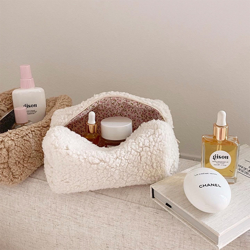 Teddy Plush Cosmetic Bag Japanese Style Lambswool - الصورة 7