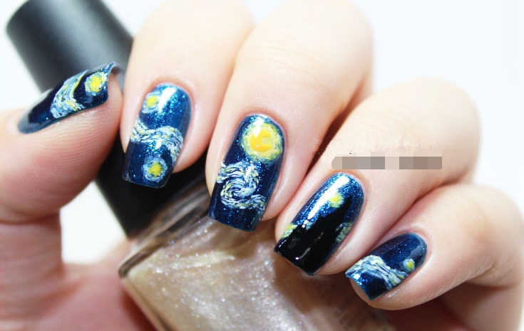 Manicure Sticker Van Gogh's Star Manicure Applique 14 Sticker Phototherapy Nail Sticker Nail Sticker - الصورة 3