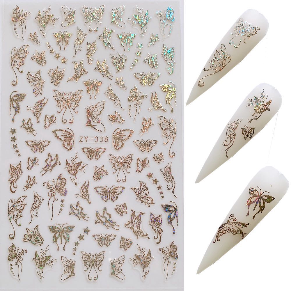 Butterfly Nail Sticker Simulation Bronzing Laser - الصورة 9