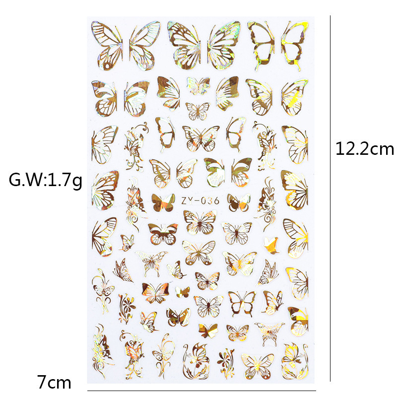 Butterfly Nail Sticker Simulation Bronzing Laser - الصورة 4