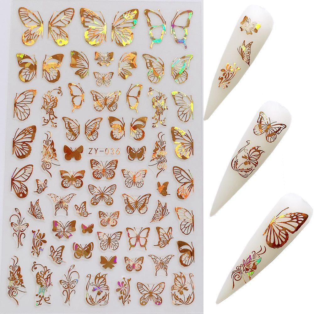Butterfly Nail Sticker Simulation Bronzing Laser - الصورة 2