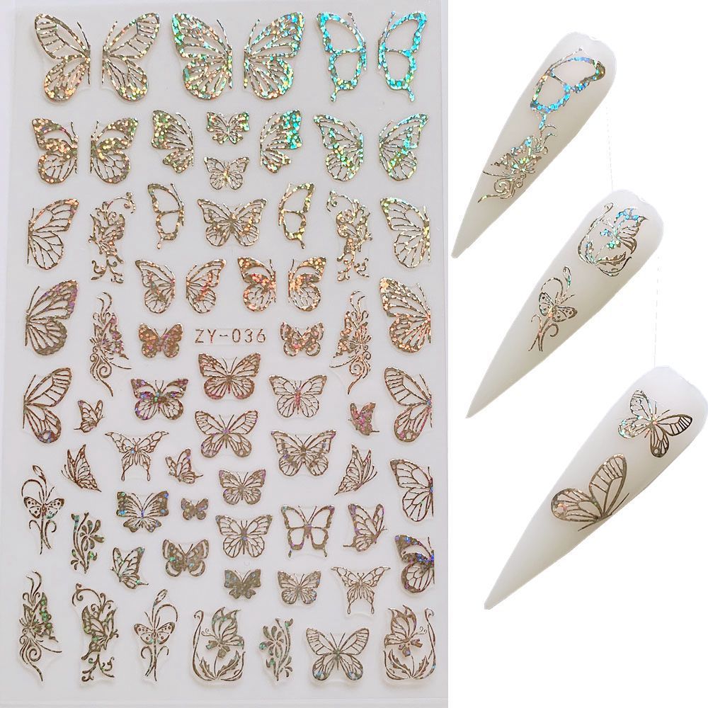 Butterfly Nail Sticker Simulation Bronzing Laser - الصورة 5