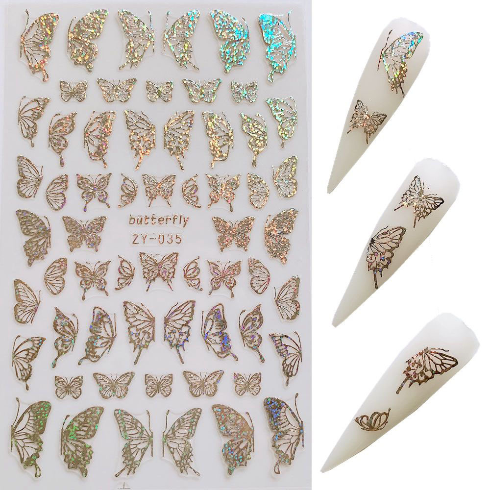 Butterfly Nail Sticker Simulation Bronzing Laser - الصورة 10