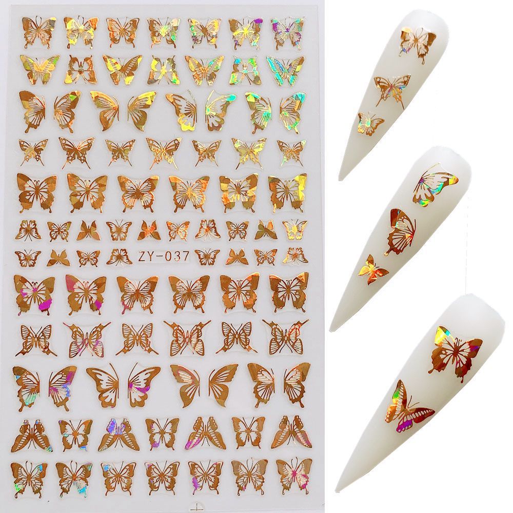Butterfly Nail Sticker Simulation Bronzing Laser - الصورة 8