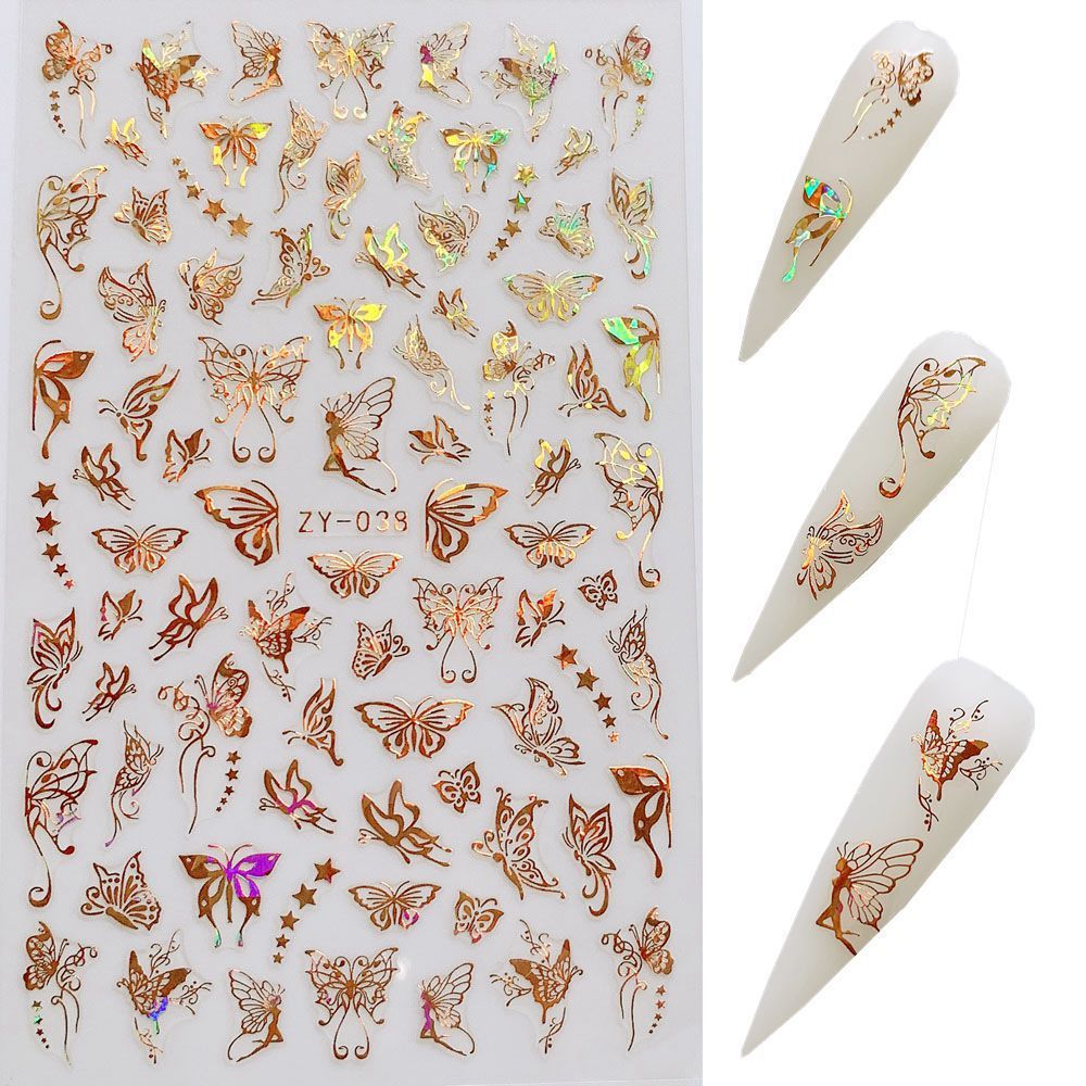 Butterfly Nail Sticker Simulation Bronzing Laser - الصورة 7