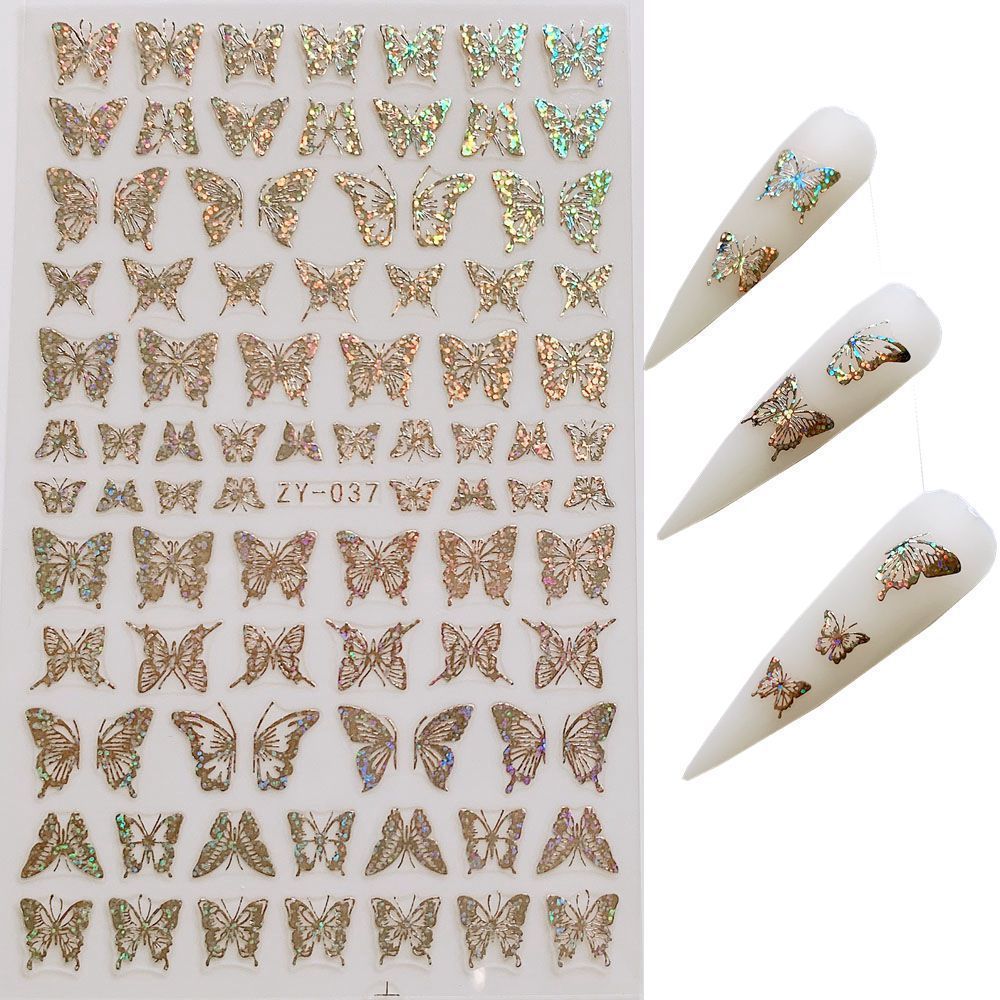 Butterfly Nail Sticker Simulation Bronzing Laser - الصورة 6
