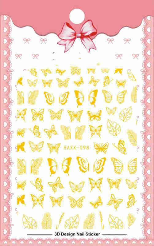Black Butterfly Nails Stickers Decals White Flower Adhesive Manicure - الصورة 8