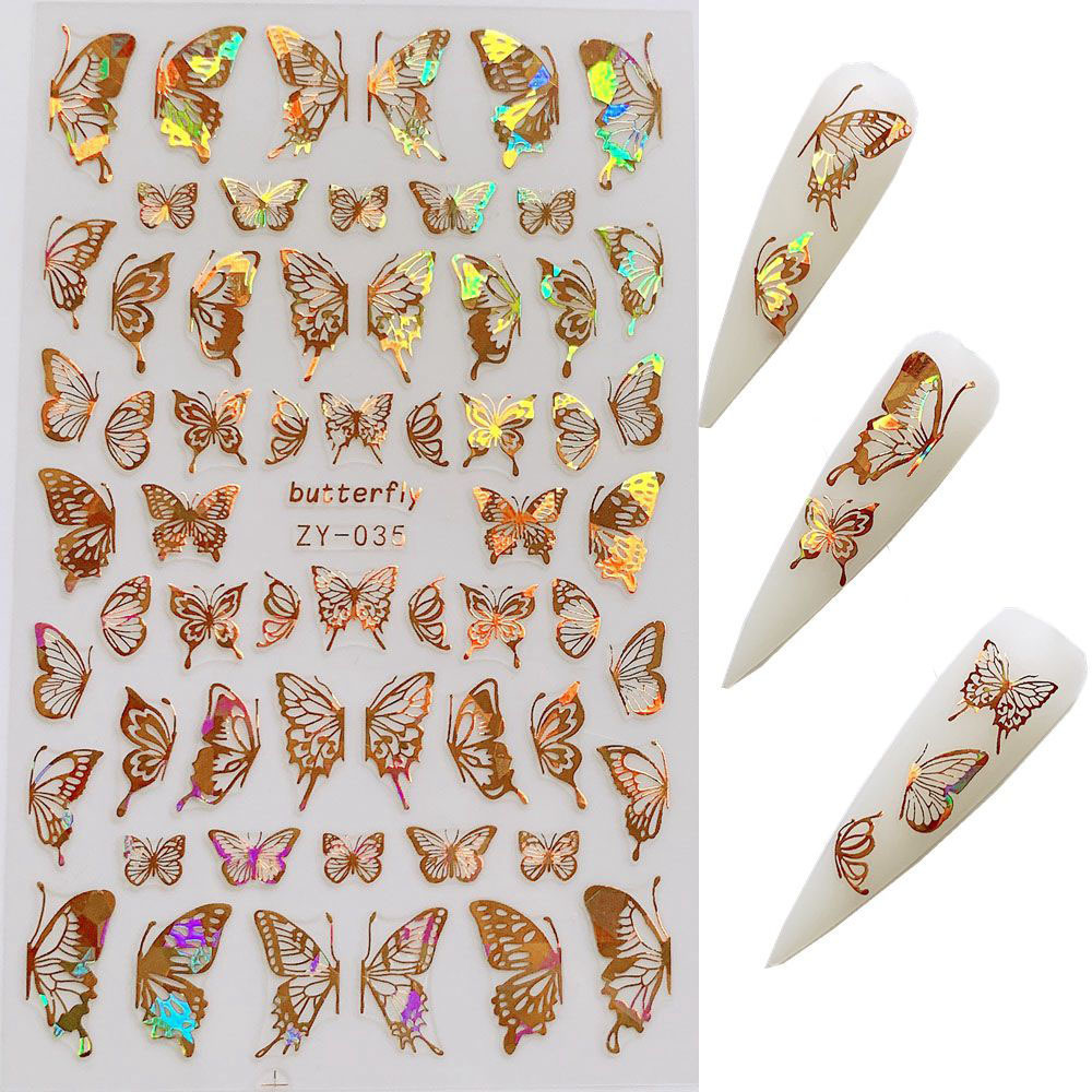Butterfly Nail Sticker Simulation Bronzing Laser - الصورة 3